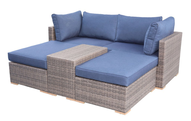 5 Piece All-Weather Patio Furniture Set, Sunbrella UV Fabric (Blue)