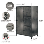 4 Door Steel Wardrobe Locker with Dark Weathered Finish